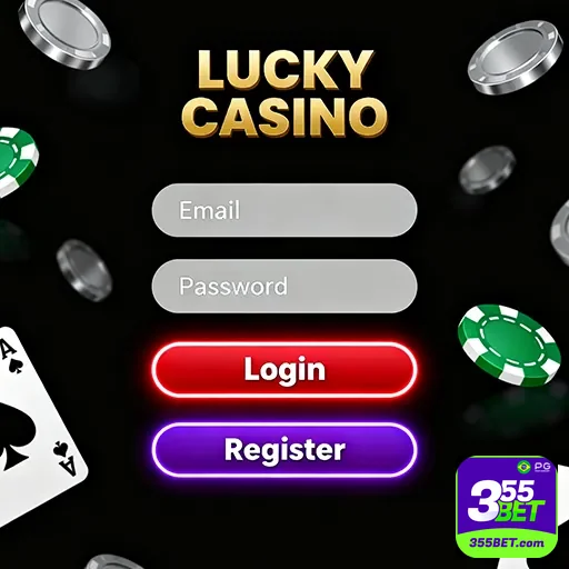 Tela de login de cassino online com dispositivos mobile e PC